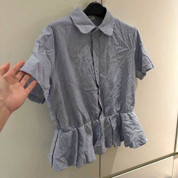 Tops - Blue Stripe Short Sleeve Shirt